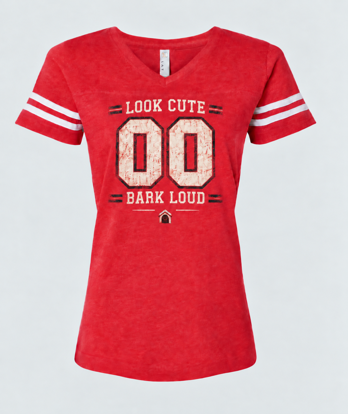 Look Cute, Bark Loud Women’s Football V-Neck — front view